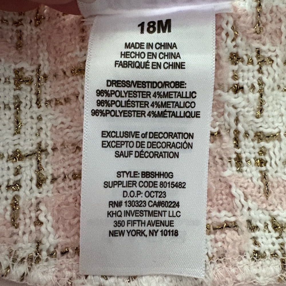 BLUEBERI BOULEVARD Tweed Pea Coat and Beret in Pink/White Size 18M — NWT - Picture 7 of 8
